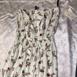 cream/pink long tube top dress forever 21